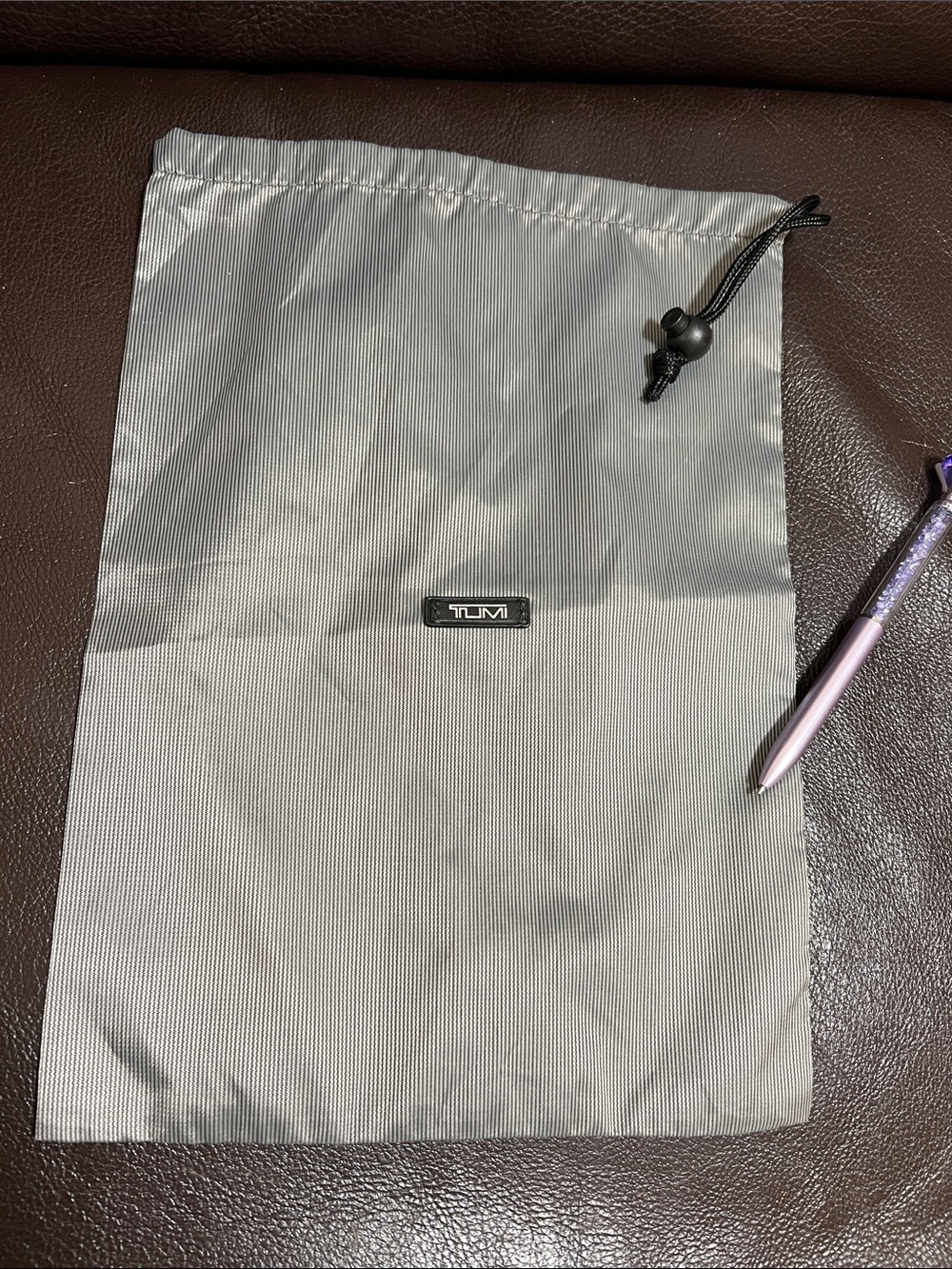 Tumi Silver-Gray Drawstring Travel Dust Pouch